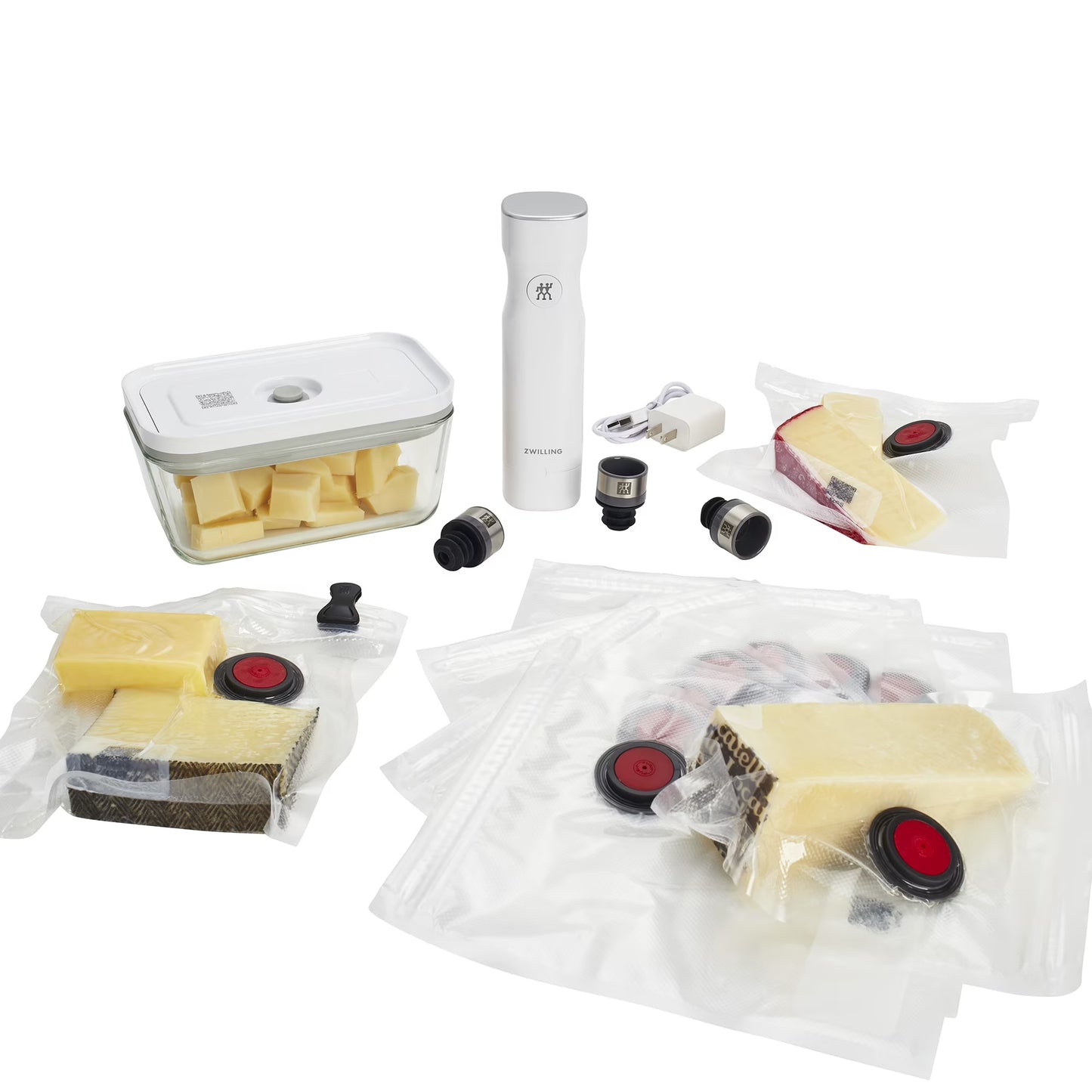 ZWILLING Fresh & Save 7-pc Vacuum Sealer Machine Starter Set, Sous Vide Bags, Meal prep, Airtight Food Containers Glass
