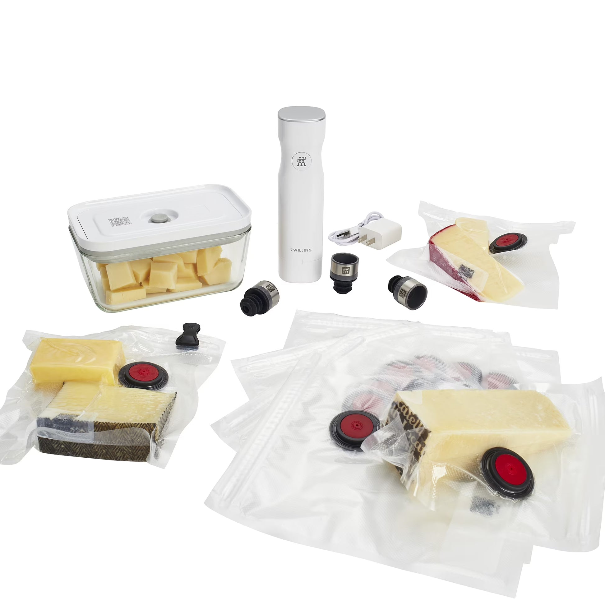 ZWILLING Fresh & Save 7-pc Vacuum Sealer Machine Starter Set, Sous Vide Bags, Meal prep, Airtight Food Containers Glass