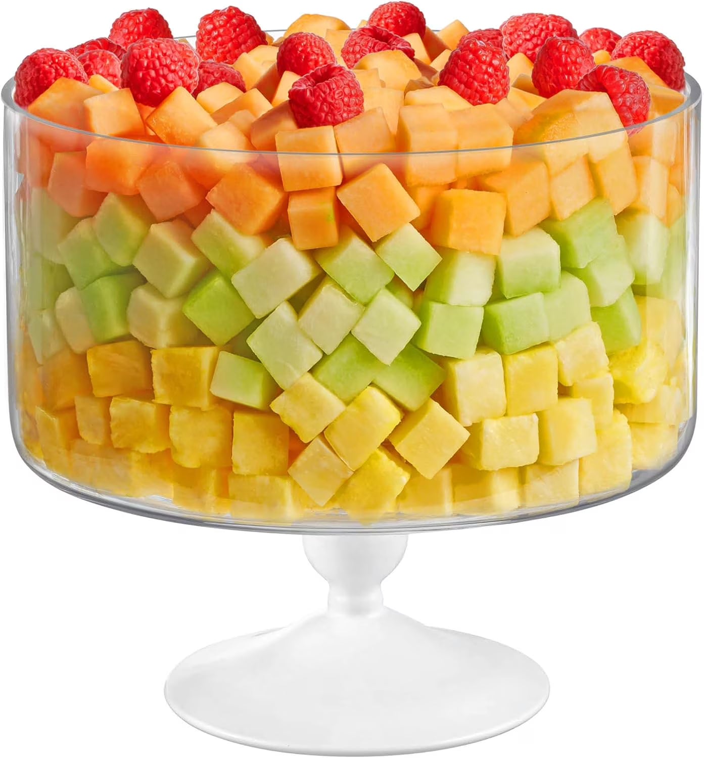 Barski European Large 170 oz Trifle Bowl - Glass Trifle Bowl on White Pedestal - 5 Quarts - 9.5 Inch Round Serving Bowl Decoration Dish - Layering Cake Plate Display Stand for Dessert, Fruit, Salad