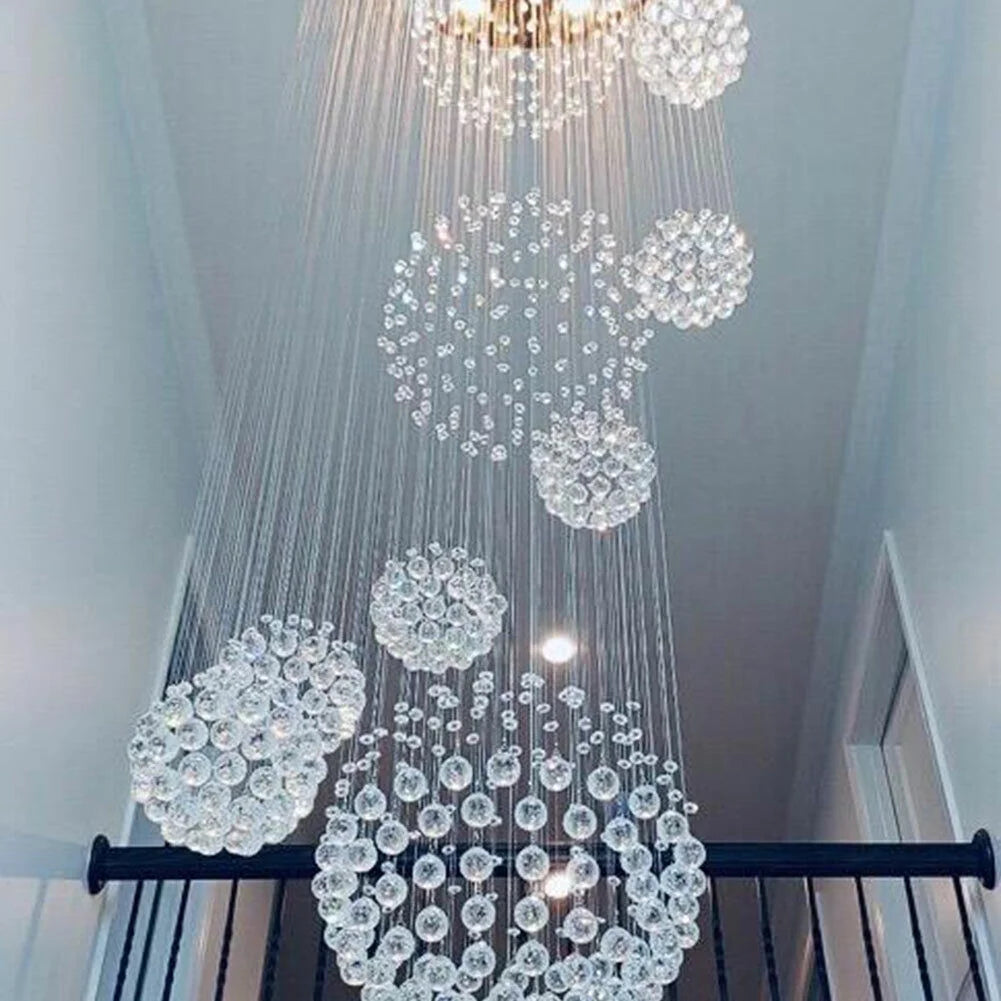 LED Crystal Modern 11-Light LED Polished Chrome Raindrop Pendant Light with Clear Glass Shade