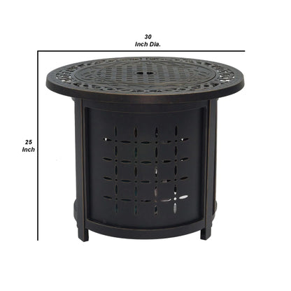 iPatio Outdoor Cast Aluminum 30" Round Firepit Table: Durable and Modern Patio Firepit Table with Lid and Glass Firebeads for Outdoor Heating and Entertainment