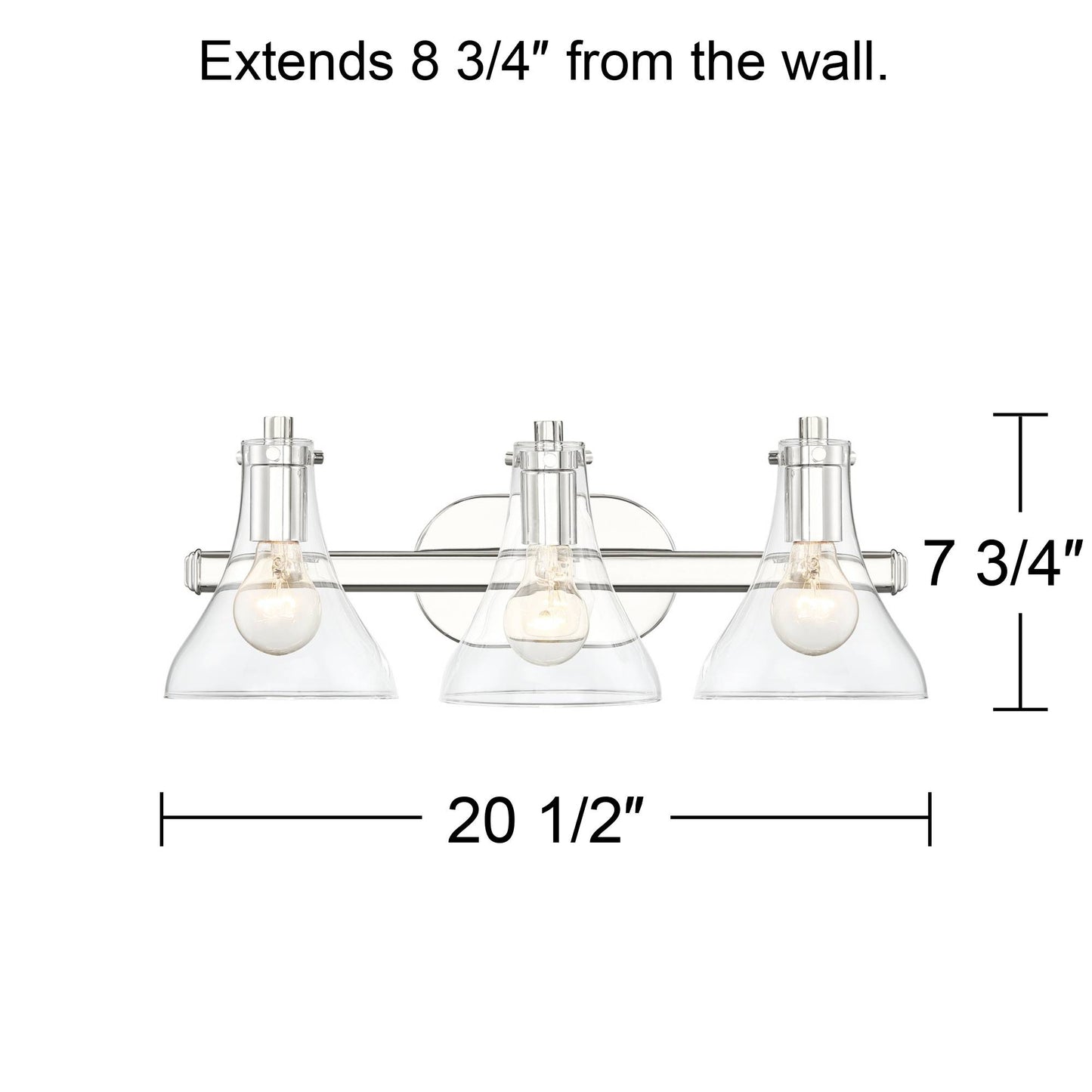 Possini Euro Design Sorren Industrial Modern Wall Light Polished Chrome Hardwire 20 1/2" 3-Light Fixture Clear Glass for Bedroom Bathroom Vanity Home