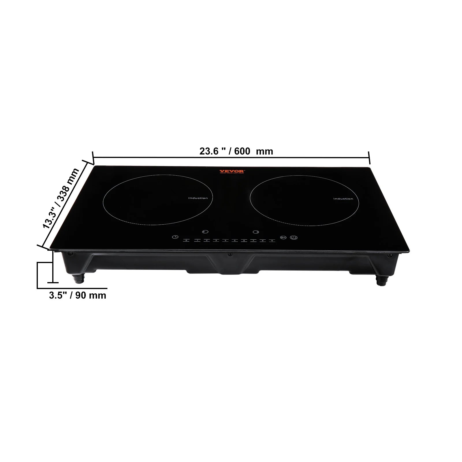 BENTISM 24 inch Electric Cooktop 2 Burners Ceramic Glass Stove Top Touch Control