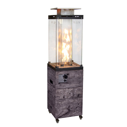Glass Top + Terrafab Base Fire Heater Internal Gas Tank KD Column