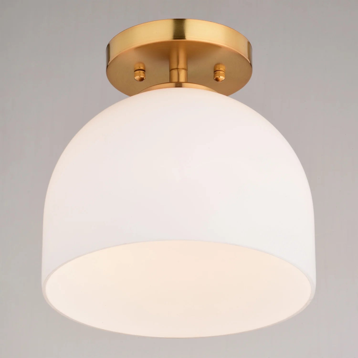 Shelby 9.25-in W Gold Brass Transitional Semi Flush Mount Ceiling Light White Glass