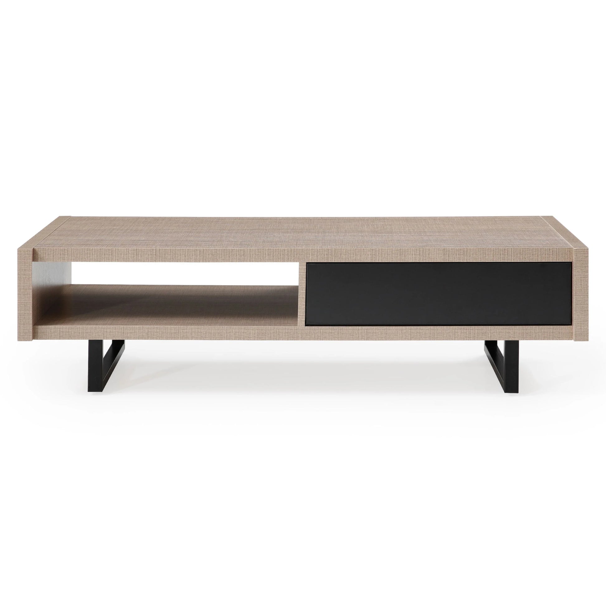 MF Studio Modern Glass Top Geometric Coffee Table, Black