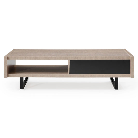 MF Studio Modern Glass Top Geometric Coffee Table, Black