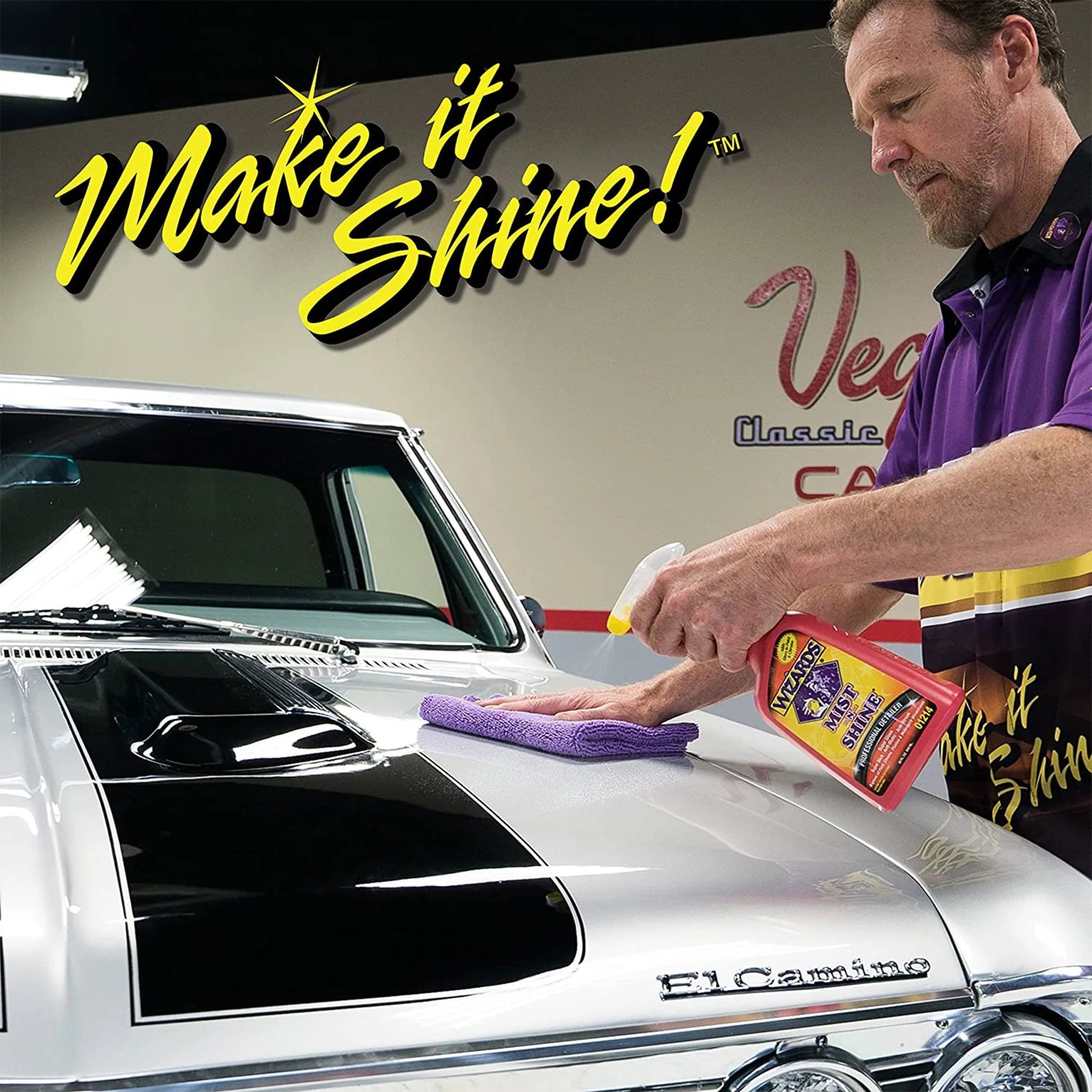 Wizards Mist-N-Shine Professional Detailer - Multi-Use Glass Cleaner and Scratch Remover for Vehicles - Adds Gloss to Paint, Chrome and Glass - 1 Gallon Refill for Spray Bottle -