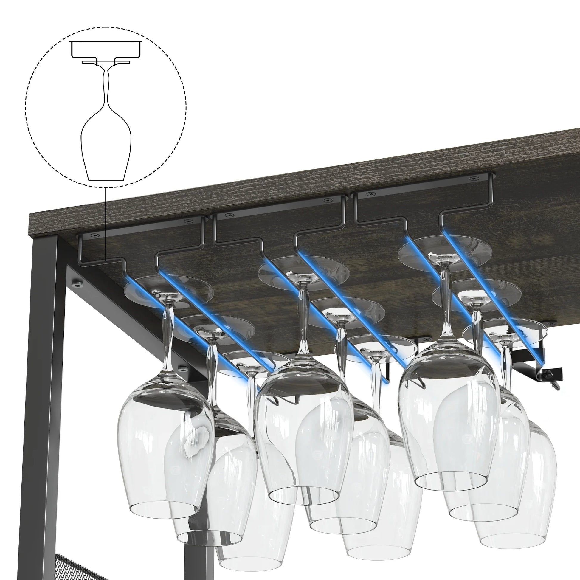 Wine Bar Rack Cabinet with Detachable Wine Rack, Bar Cabinet with Glass Holder, Small Sideboard and Buffet Cabinet with Mesh Door (White)