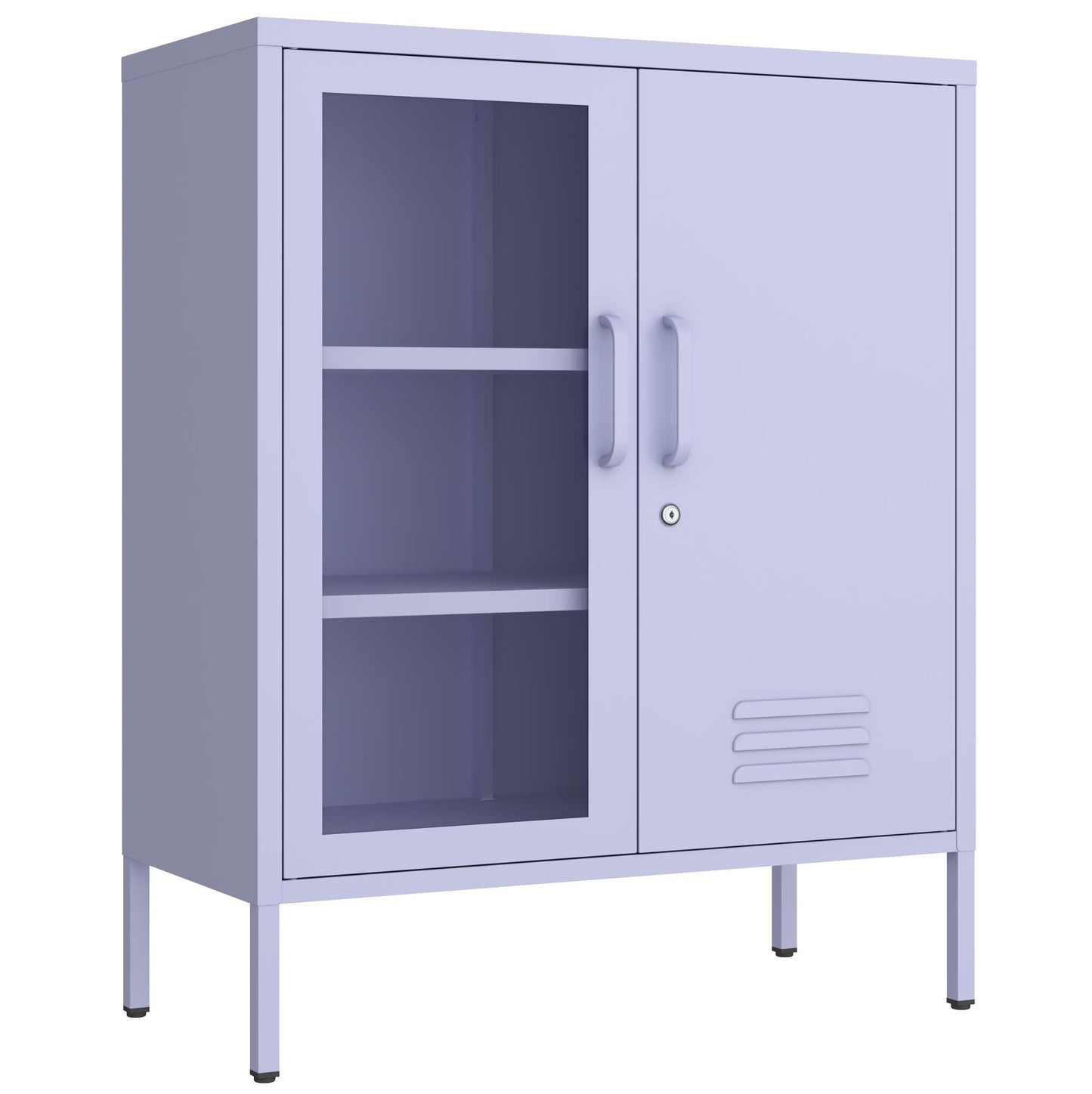 33 Inch Glass And Metal Storage Cabinet Adjustable Shelves 2 Door Lockable Lockers 3 Layer Multipurpose Lockers Laundry Room Or Utility Room Cabinet Home Purple Size 33"H X 29.5"W X 13.8"D