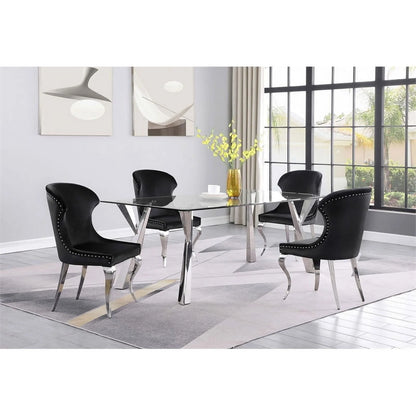 Alaia Rectangular Glass Top Dining Table Clear and Chrome