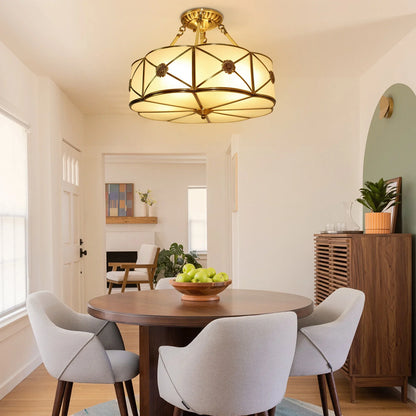 Miumaeov Vintage Ceiling Light Flush Mount Chandelier Stained Glass Pendant Lamp Fixture 110-220V