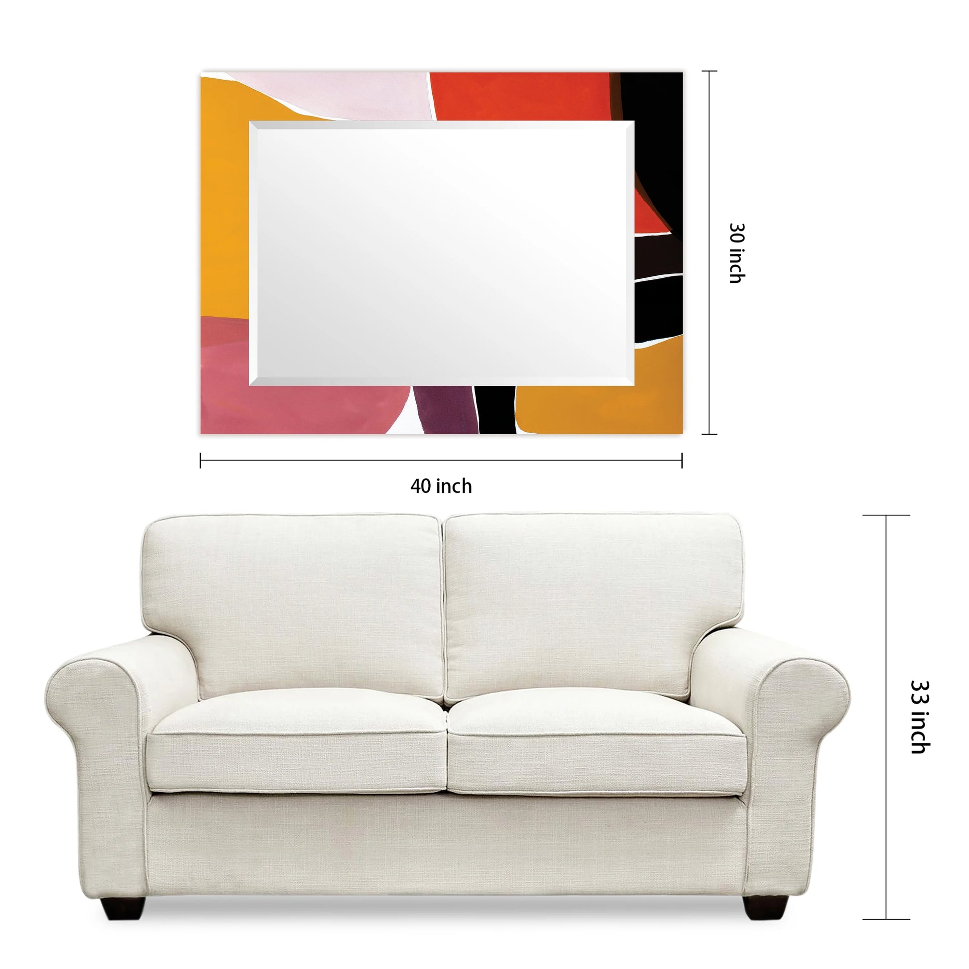 Empire Art Direct Finale Rectangular Beveled Mirror on Free Floating Printed Tempered Art Glass - Clear - 40" x 30"