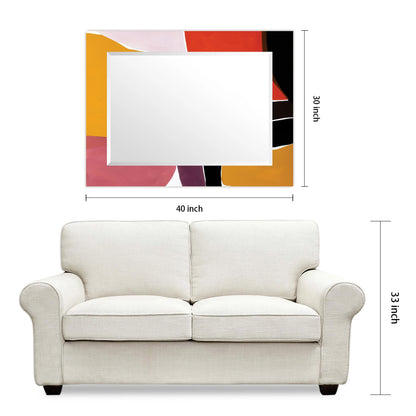 Empire Art Direct Finale Rectangular Beveled Mirror on Free Floating Printed Tempered Art Glass - Clear - 40" x 30"