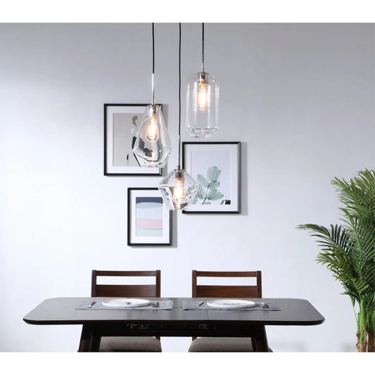Gene 3 light Chrome and Clear glass pendant