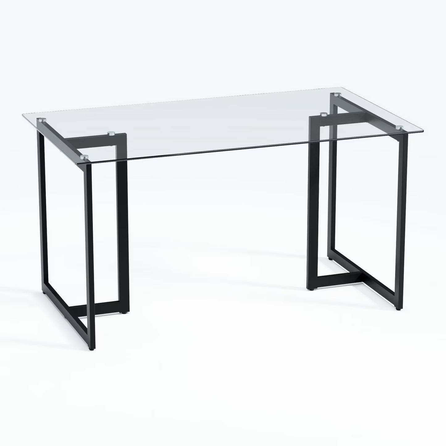 Homycasa Modern Glass Dining Table with Black Metal Legs