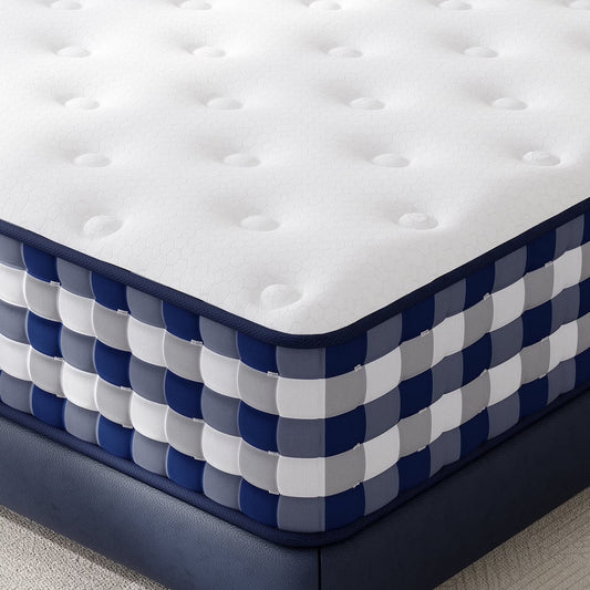 Pamag pieeoo 10 inch Queen Size Hybrid Mattress, Fiberglass free, Tight Top Medium Firm Feel,Mattress in a Box