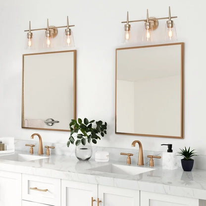 Modern 4/3/2-Light Farmhouse Linear Bathroom Vanity Lights Dimmable Wall Sconces with Clear Glass Shade L 20'' 3-light L20"x W6"x H 11.5" Painted 13
