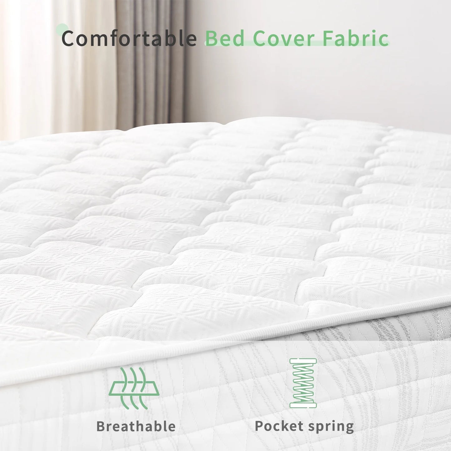 VFD 10 inch Hybrid Mattress, Twin, Fiberglass Free, Medium Firmness, Durable Support, Certified Safe Foams Fabric, Mattress in a Box, White