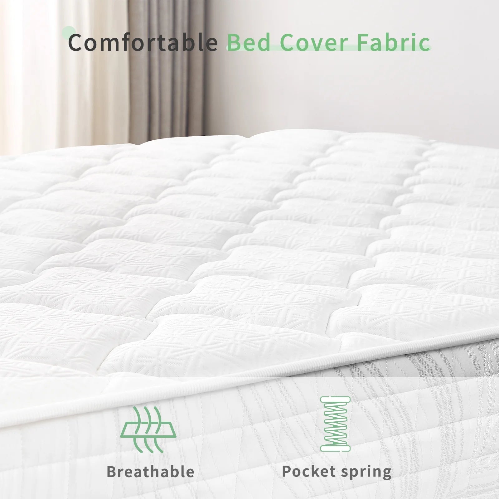 VFD 10 inch Hybrid Mattress, Twin, Fiberglass Free, Medium Firmness, Durable Support, Certified Safe Foams Fabric, Mattress in a Box, White