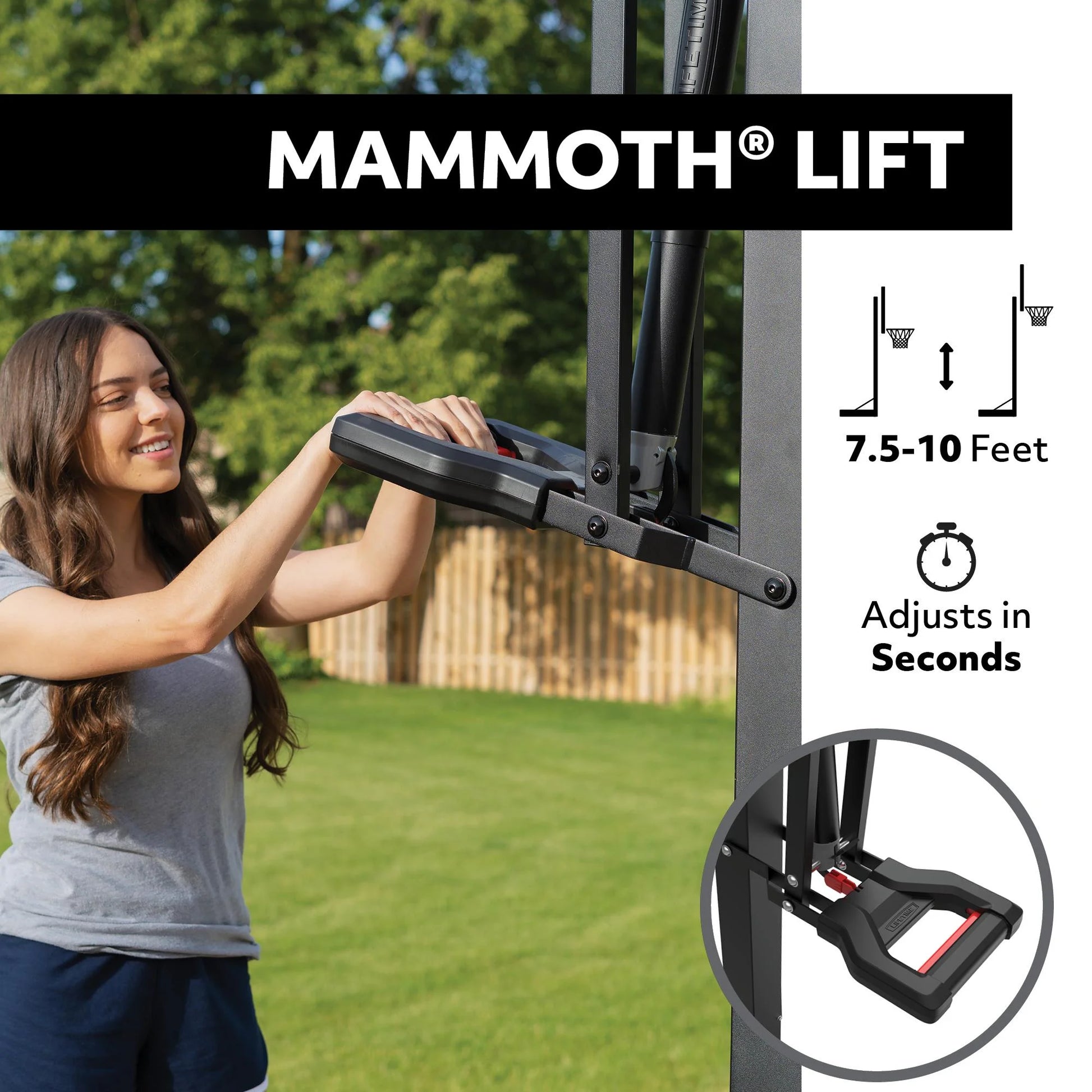 Lifetime 54-Inch Tempered Glass Portable Basketball Hoop with Mammoth Lift Adjustment & Ultra Rim - Model 90734-Outdoor Play