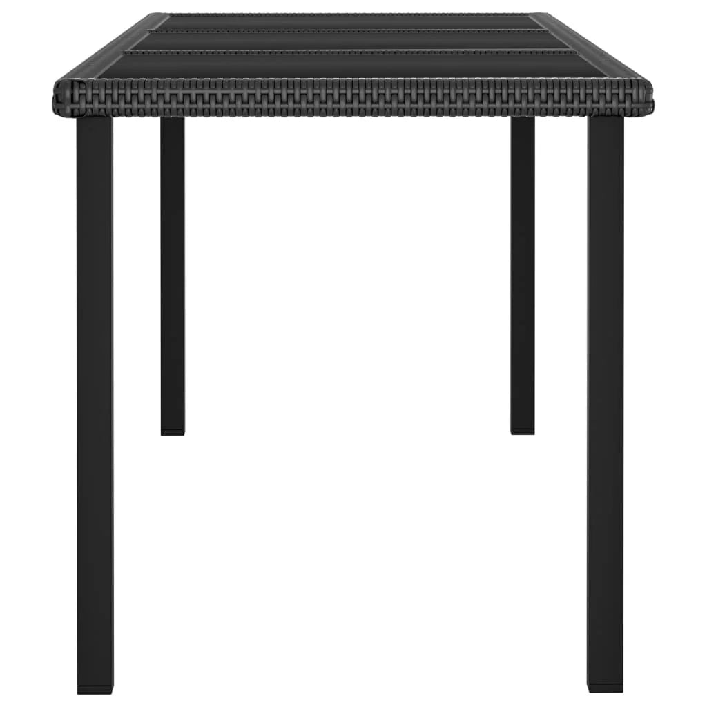 vidaXL Outdoor Dining Table Garden Porch Patio Table with Glass Top PE Rattan