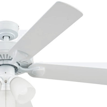 Prominence Home Stannor 52" Bronze Ceiling Fan with 5 Blades, Frosted Glass Light Kit, Pull Chains & Reverse Airflow