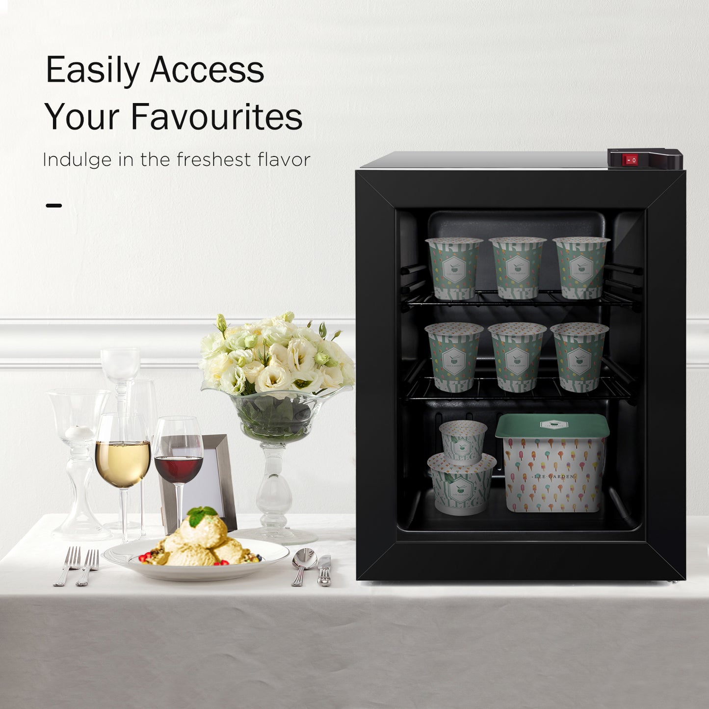 Northair 2.1 Cu Ft Countertop Display Glass Door Freezer with LED Light Perfect for Ice Cream at POS