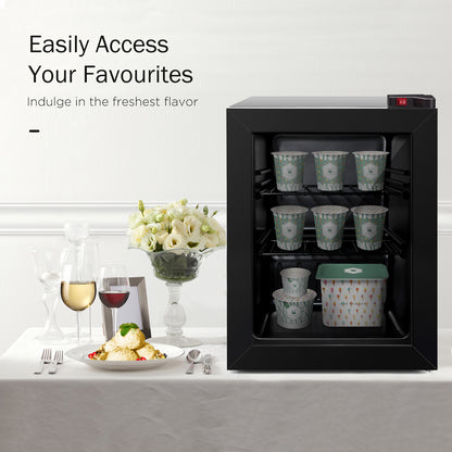 Northair 2.1 Cu Ft Countertop Display Glass Door Freezer with LED Light Perfect for Ice Cream at POS