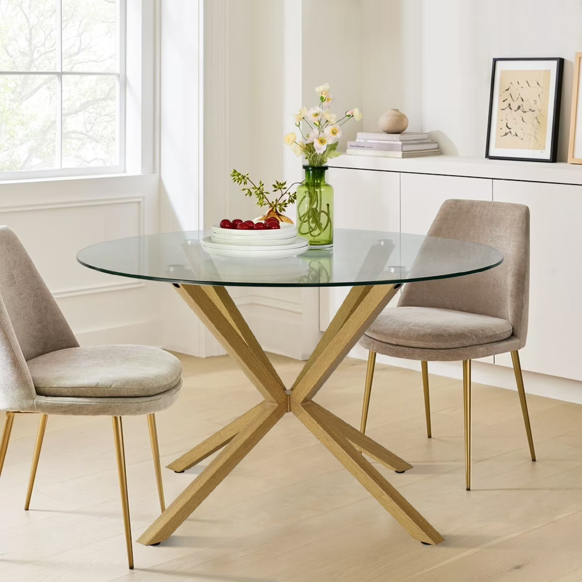 Jili Creation Round 39" Glass Dining Table - 39"x39"x30"