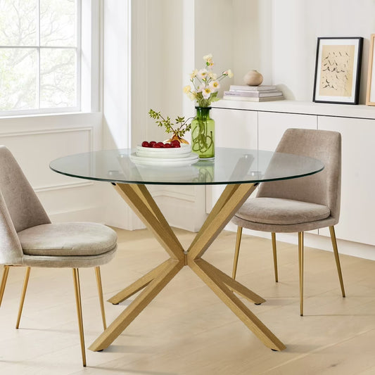 Jili Creation Round 39" Glass Dining Table - 39"x39"x30"
