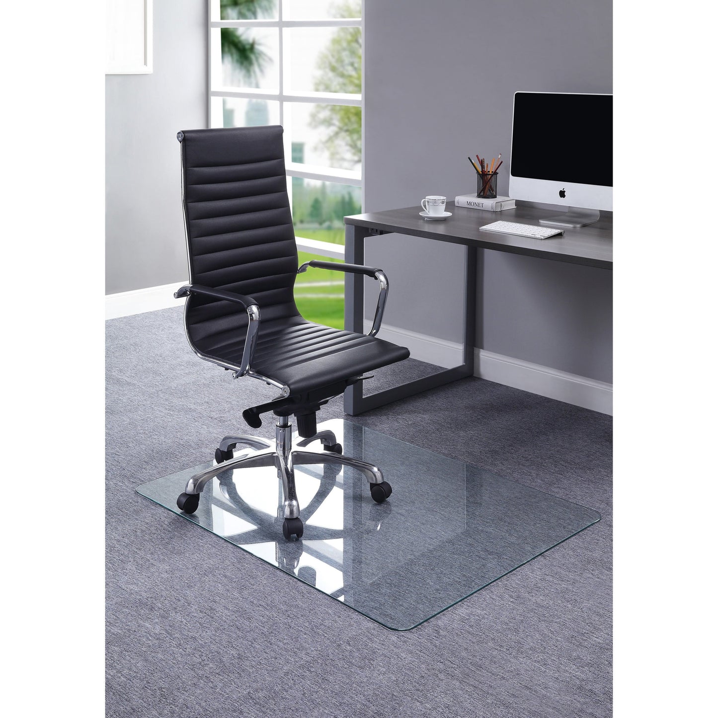 Lorell Chairmat Tempered Glass 46"Wx36"Lx1/4"H Clear 82833