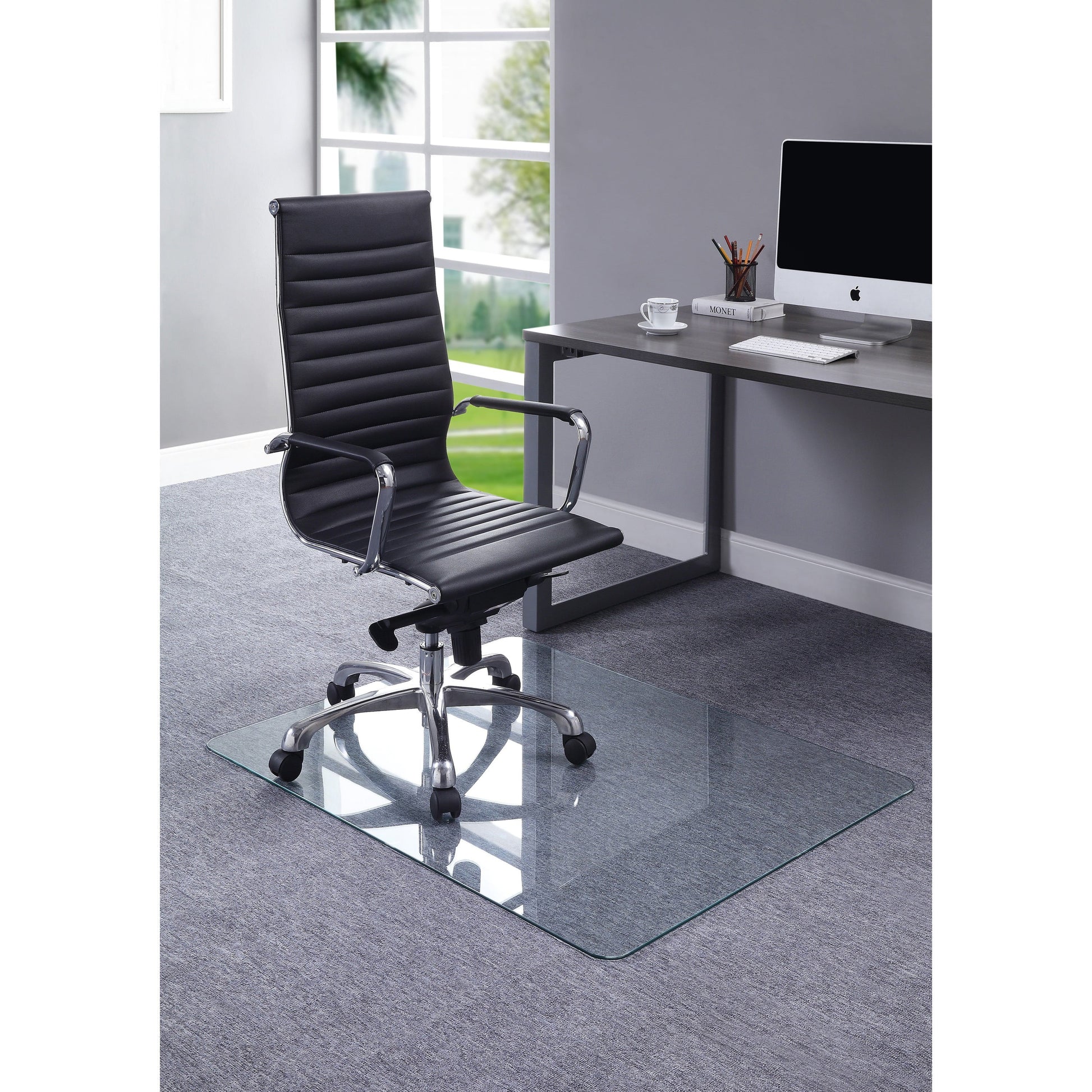 Lorell Chairmat Tempered Glass 46"Wx36"Lx1/4"H Clear 82833