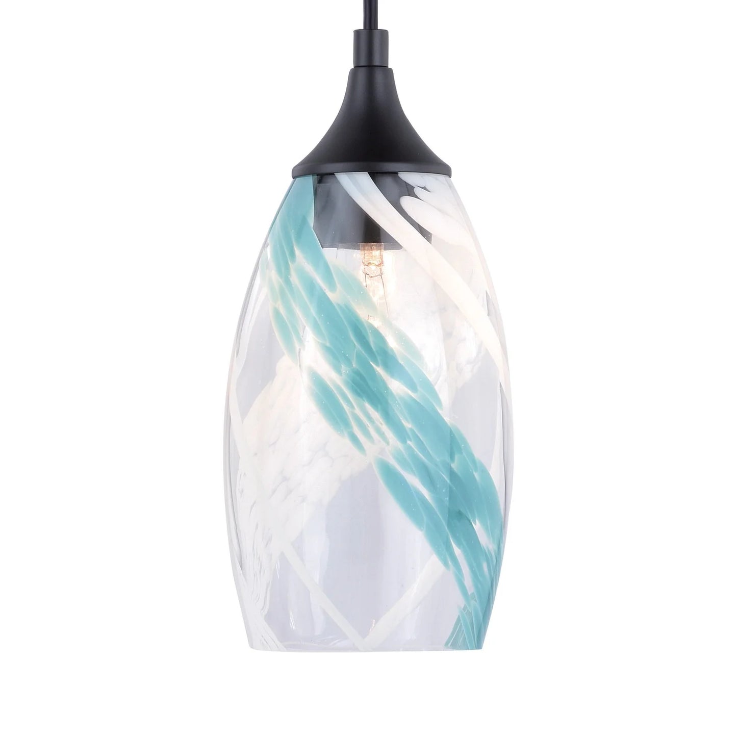 Milano Bronze Mini Pendant Ceiling Light Blue Glass