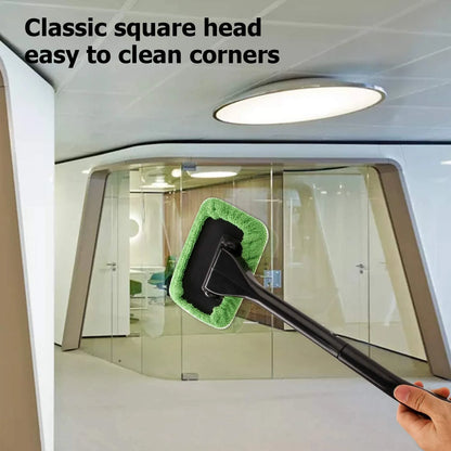 Windshield Cleaner, Microfiber Car Windshield Cleaning Tool and Washable Microfiber Pads and Extendable Handle Auto Inside Glass Wiper Kit