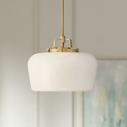 Possini Euro Design Gold Pendant Chandelier 15" Wide Modern Opal White Glass Shade 3-Light Fixture for Dining Room Living House Home Kitchen Island