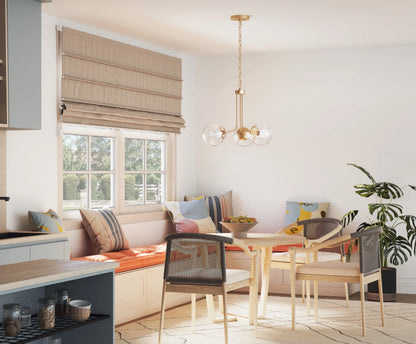 Avec Merrit Collection 3-Light Brushed Gold Contemporary Chandelier with Clear Glass Globe Shades