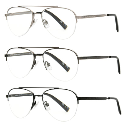 Design Optics by Foster Grant #760 Semi-Rim Aviator Reading Glasses, 3-pack