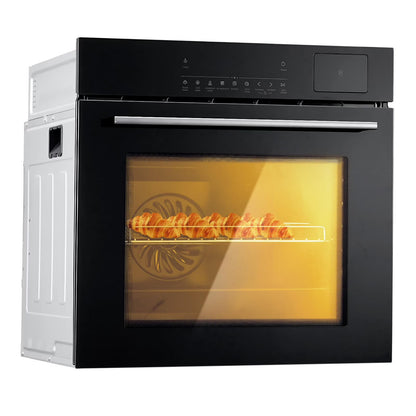 24" Electric Single Wall Oven, 2.5Cu.ft with 8 Baking Modes, 70L Electric Convection Oven, with Air Frying Function, 3000w, 3D Surround Heating with Double-Layered Glass Door, Timer, Touch Control