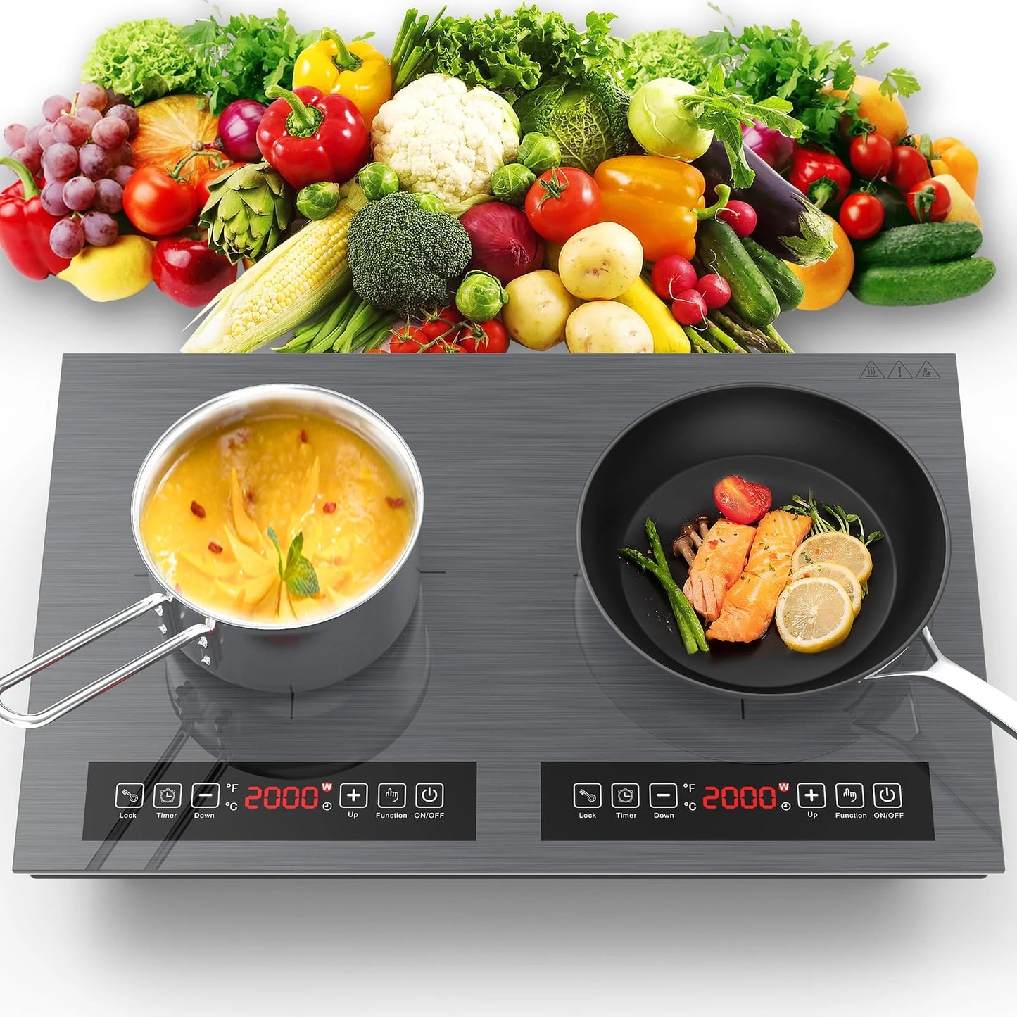 Induction Cooktop, 110V 24 Inch Electric Cooktop LED Touch Screen Burner, Overheat Protection Function Hot Plate, 9 Temperature and Power Safety Lock, Special Design Glass Panel Stove