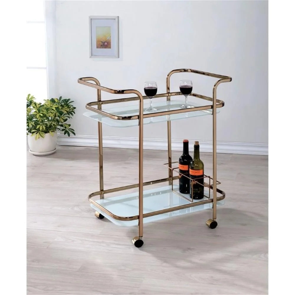 Bowery Hill Glass Bar Cart in Champagne