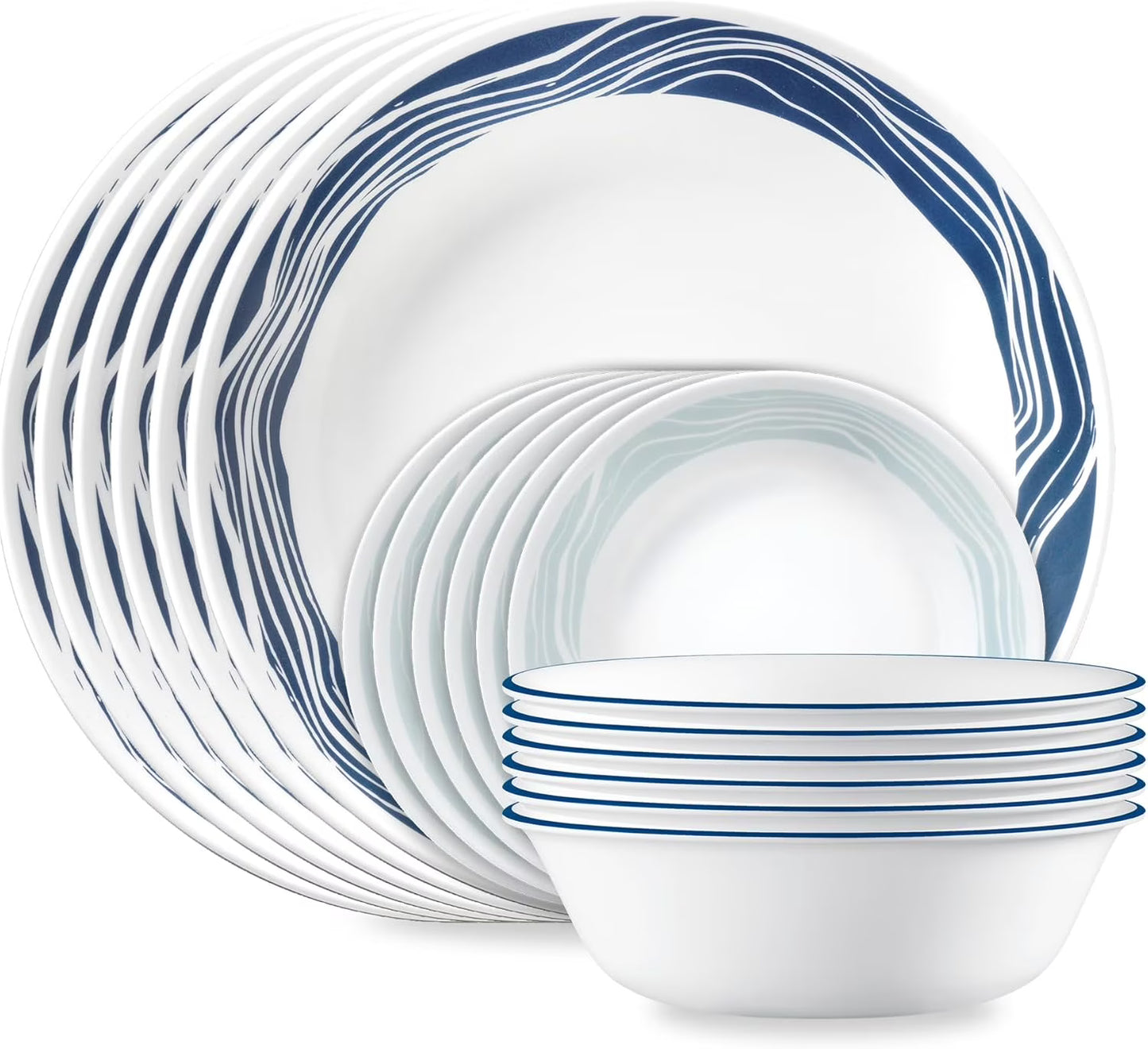 18-piece glass tableware set (serves 6), three-layer shatterproof and crack-resistant glass plate and bowl set