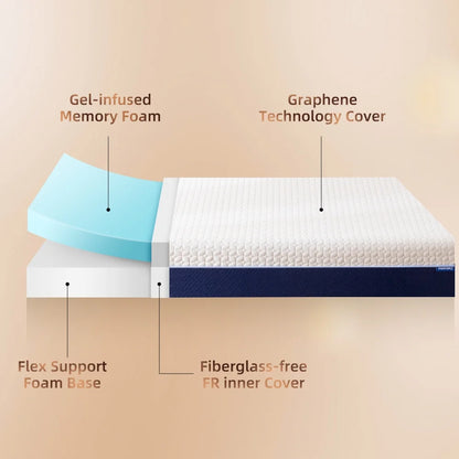Gelsea 8" Twin Cooling Gel Memory Foam Mattress in a Box, Medium Firm, Graphite-Infused & Fiberglass-Free, CertiPUR-US Certified