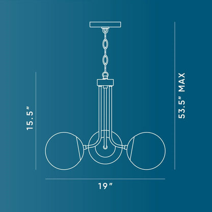 Avec Merrit Collection 3-Light Brushed Gold Contemporary Chandelier with Clear Glass Globe Shades