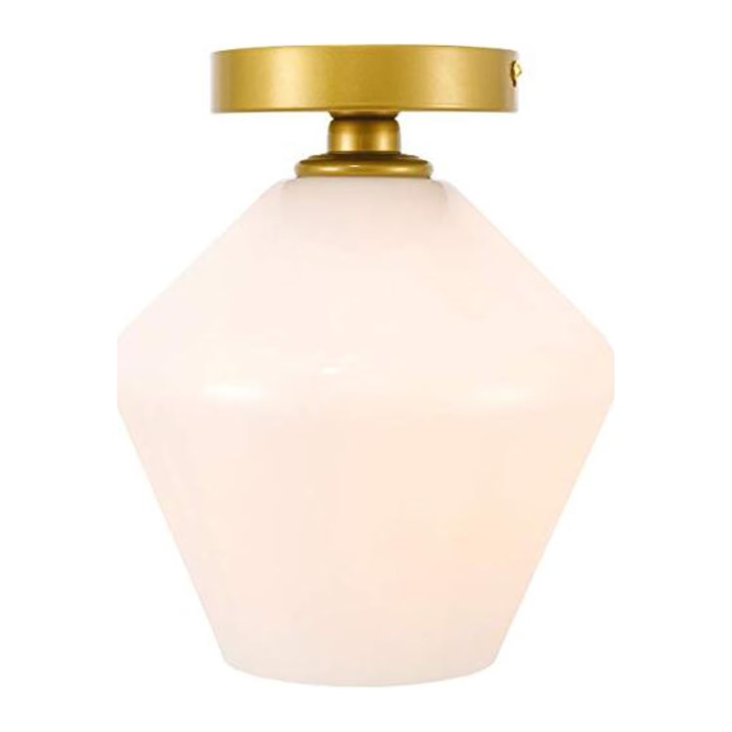 Gene 1 light Brass and Frosted white glass Flush mount