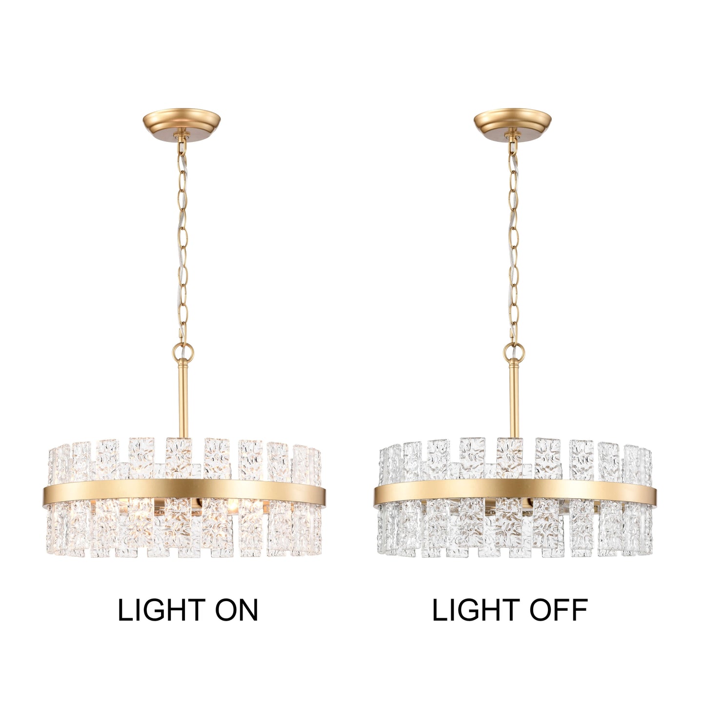 The Lighting Store Casandra 6-light Drum Glass Strip Chandelier Shiny Bronze Painted Gold, Brass, Painted