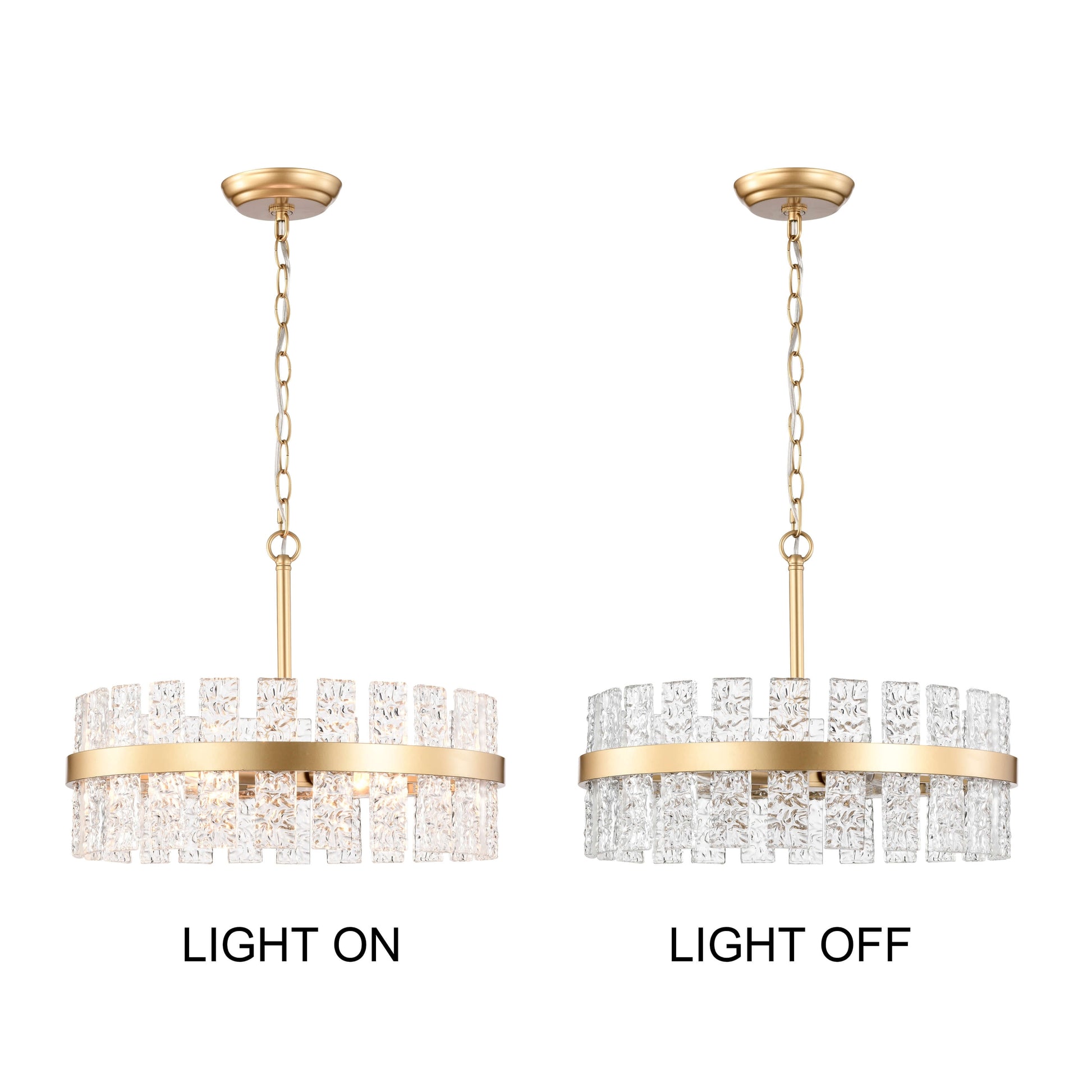 The Lighting Store Casandra 6-light Drum Glass Strip Chandelier Shiny Bronze Painted Gold, Brass, Painted