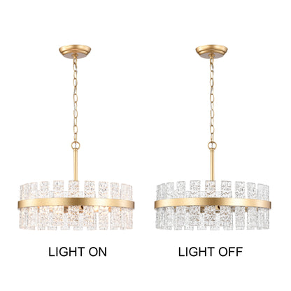 The Lighting Store Casandra 6-light Drum Glass Strip Chandelier Shiny Bronze Painted Gold, Brass, Painted