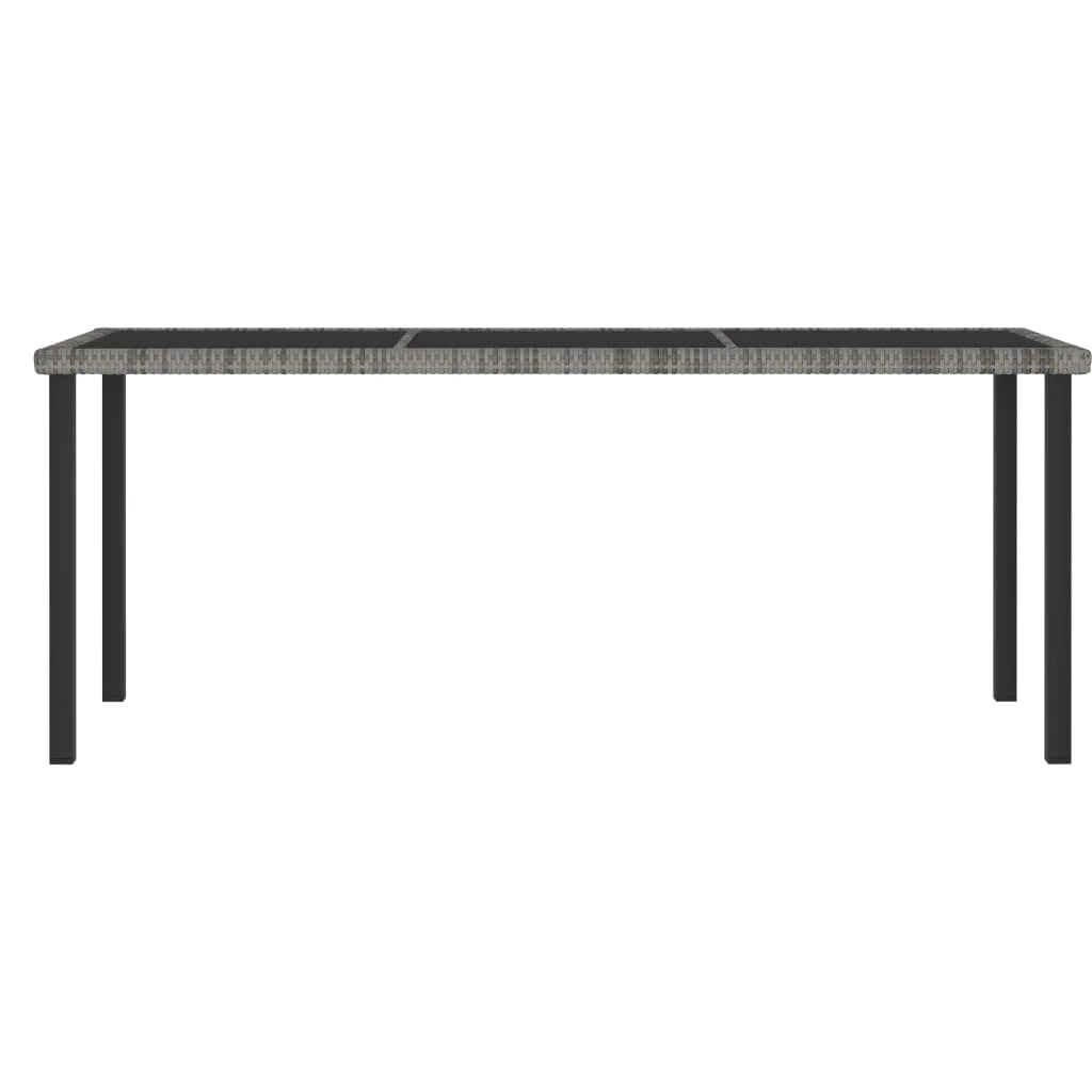vidaXL Outdoor Dining Table Garden Porch Patio Table with Glass Top PE Rattan