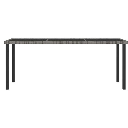 vidaXL Outdoor Dining Table Garden Porch Patio Table with Glass Top PE Rattan